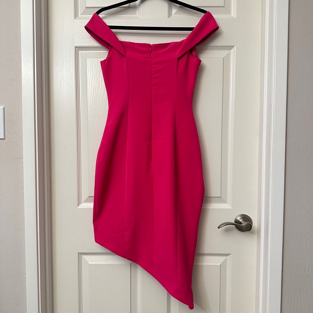 Lavish Alice Hot Pink Asymmetrical Bodycon Dress - Picture 5 of 13